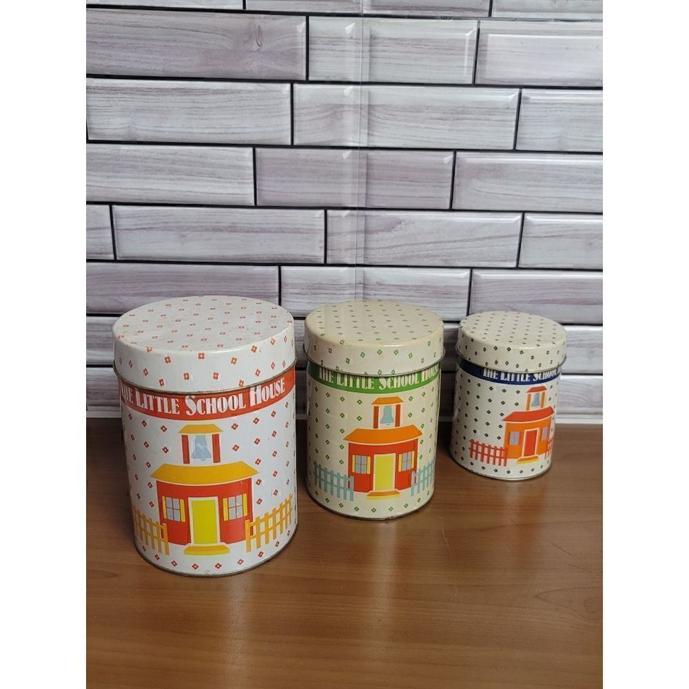 1970's Little School House Nesting Tins